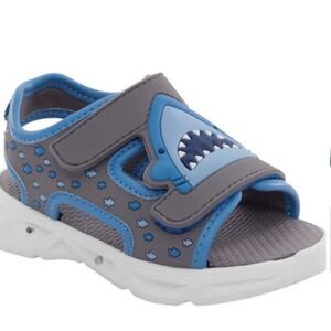 Carters shark grey blue Velcro sandals light up new size 7 boys unisex